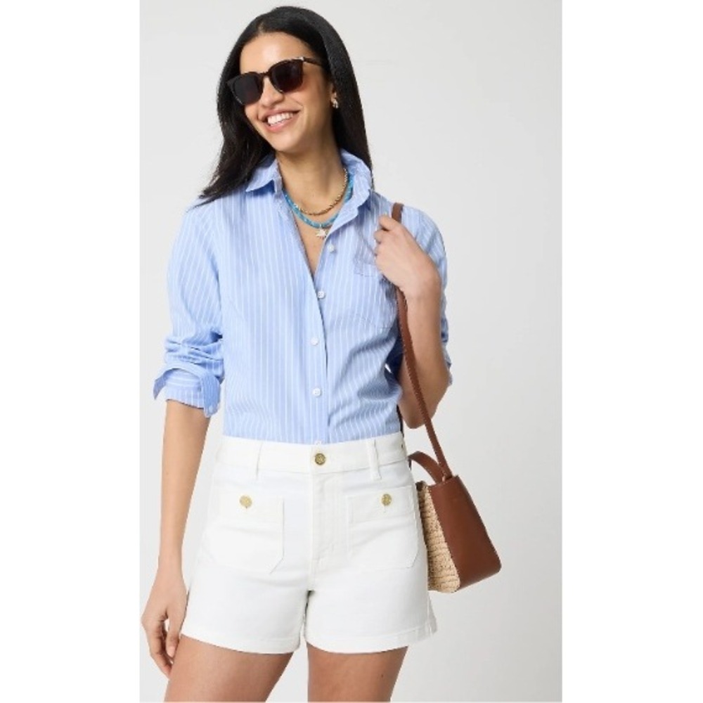 J.Crew White High-Rise Utility Sailor Shorts Gold Crest Buttons Size 8 NWT $98